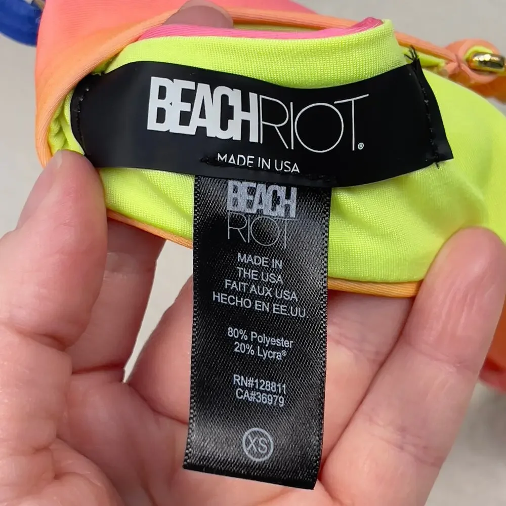 Beach Riot Camilla Bikini Top Rainbow Size XS‎ Summer Beachwear Swim